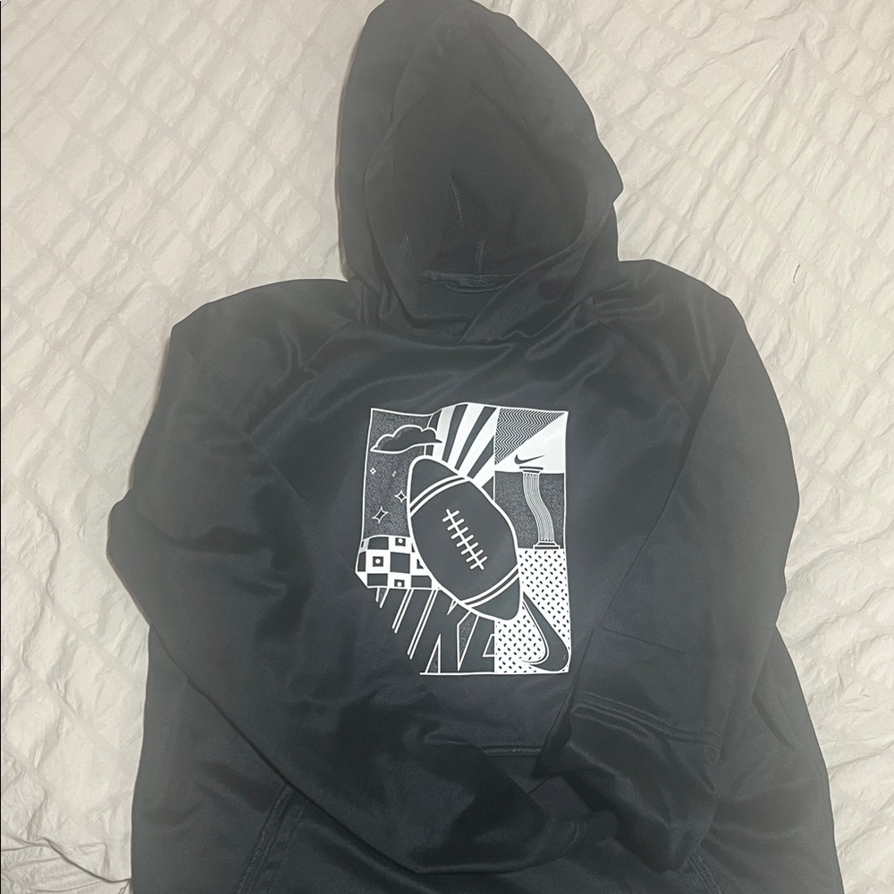 Nike Black Kids Hoodie with Football Graphic
